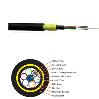 Câble de fibre optique de fibre de noyau aérien du câble optique ADSS 48