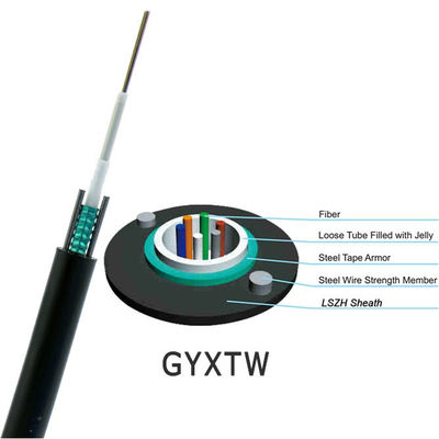 2 / 4 / 6 / 8 / 12 / 16 / 24 Cable à fibre optique extérieur GYXTW blindé en fibre optique ondulée