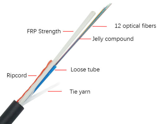 Cable à fibre optique aérienne extérieure Durabilité 80m 100m 200m 4 cœurs 6 8 12 Hilos Fibre optique G652 Cabo ASU