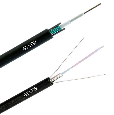 Câble à fibre optique GYXTW avec armure de bande d'acier PSP, fils d'acier doubles parallèles et tube lâche rempli de gel pour la communication extérieure