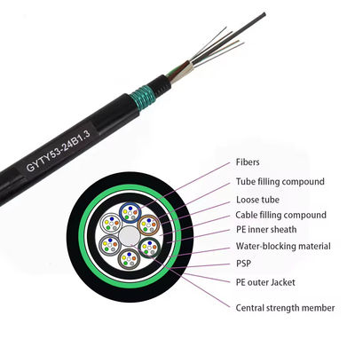 2-144 noyaux double enveloppe double blindé GYTY53 Direct enterré sous terre câble à fibre optique