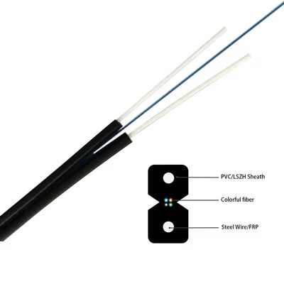 2 cœurs 4 cœurs FTTH câble à fibre optique câble plat GJXH/GJXFH avec fil d'acier ou FRP