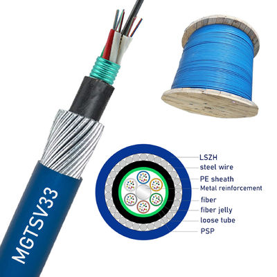 Fabrique LSZH MGTSV33 Fil d'acier blindé Mining câble optique à fibre ignifuge G652D câbles optiques bleus pour les mines