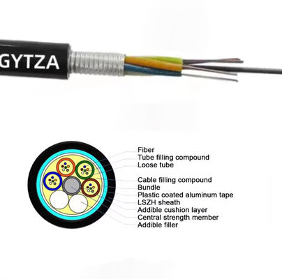 48 cœurs GYTZA / GYTZS câbles extérieurs blindés ignifuges tubes lâches en filets LSZH câble à fibre optique