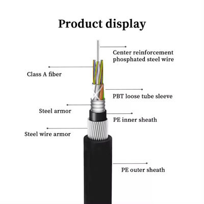 72 noyau GYTA33 enterré directement câble sous-marin à fibre optique anti-rongeur câble blindé à fibre optique