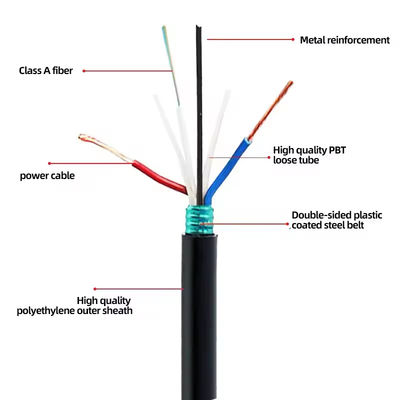 48 60 72 96cœur câble optique à fibre blindée avec 2*1,5mm-câble GDTA GDTS câble photoélectrique hybride à fibre optique