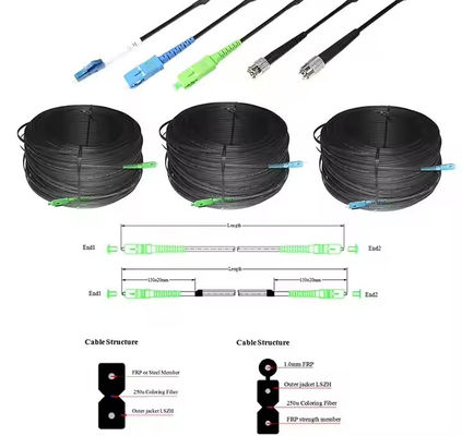 SC UPC SC APC FTTH câble de patch de fibre à goutte à goutte SM G657A1 G657a2 10M 30M 50M 100M 200m LSZH