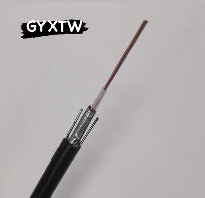 Cable aérien à fibre optique GYXTW 4-24 Cœur en mode unique G652D 8.0mm Cable OD pour la pose aérienne avec une résistance de fil d'acier de 1 mm