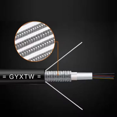 Cable aérien à fibre optique GYXTW 4-24 Cœur en mode unique G652D 8.0mm Cable OD pour la pose aérienne avec une résistance de fil d'acier de 1 mm