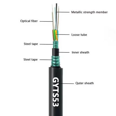 Câble à fibre optique GYTS53-96 cœurs blindé double extérieur en stock d'usine, double gaine G652D, expédié le jour même