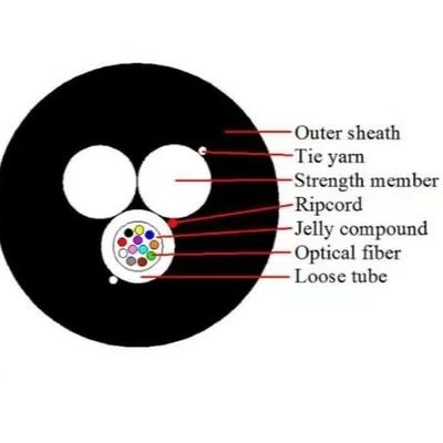 Deux câbles à fibre optique en FRP aérien 12 cœurs ASU 80 goutte à goutte