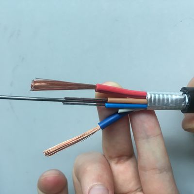 Câble optique hybride de fibre de noyau de G652D 6 avec 2 fils de cuivre OPLC de puissance