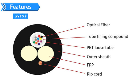 Câble optique central de fibre d'Adss de noyau du diélectrique 12 de force du tube FRP de FTTH