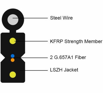 Veste optique du câble d'interface de fibre de la force FTTH de Kfrp LSZH