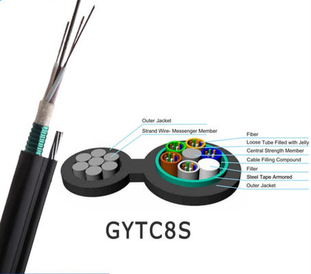 Les 12 noyaux de fibre optique Gytc8s schéma le câble 8 électrique