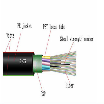 144 câble souterrain blindé de conduit du noyau GYTS, câble optique de fibre de Gyts