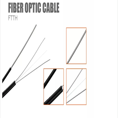 1 km 2 km 3 km Tambour en contreplaqué FTTH Cable à goutte en fibre optique 1 noyau Cable à fibre optique en mode unique à l'intérieur