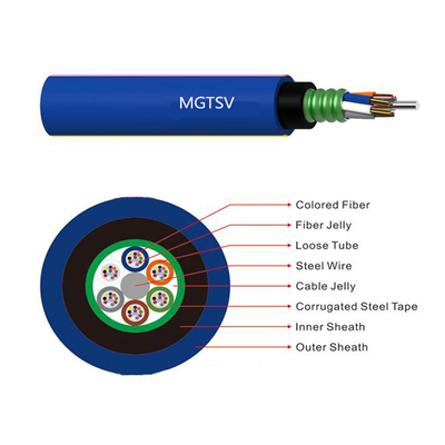 Noyau enterré direct bleu MGTSV de l'exploitation 8 de fibre d'OEM de câble optique de gaine extérieure de PVC